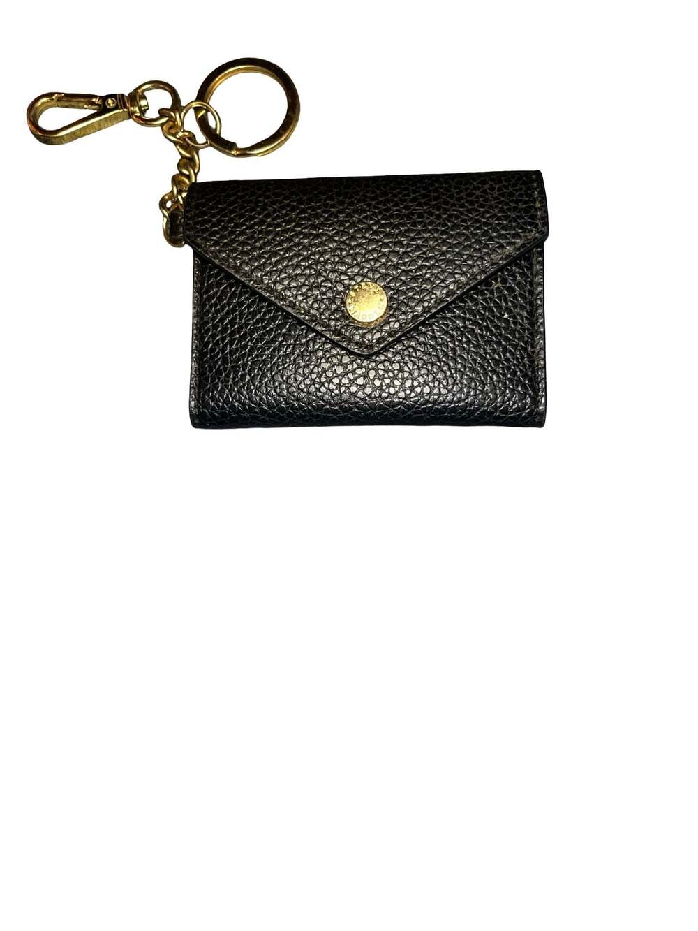 Steve Madden Black Pebbled Faux Leather Envelope Keychain Wallet
